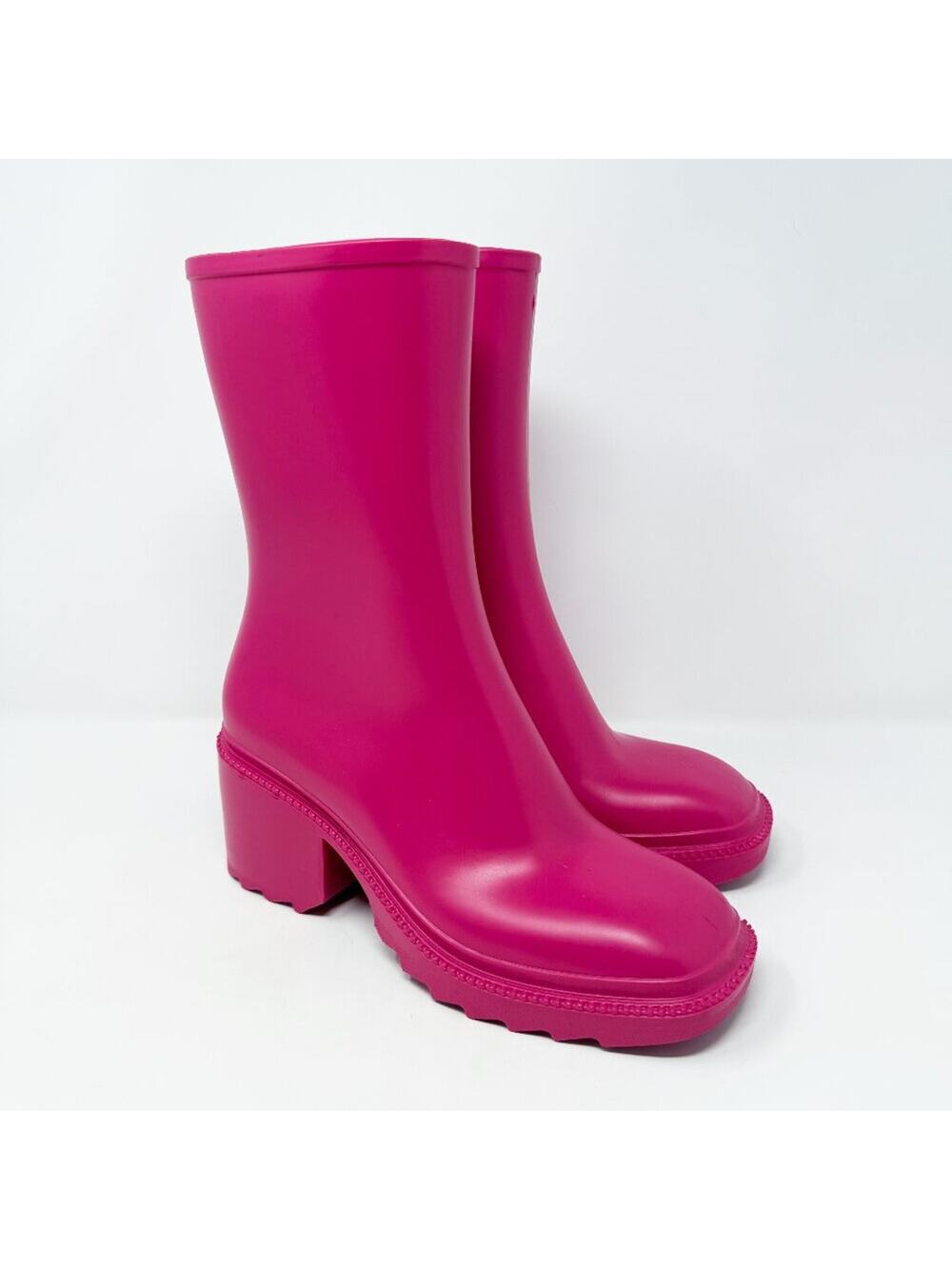 NWOB INC International Concepts Pink Square Toe Block Heel Rain Boots Size 8